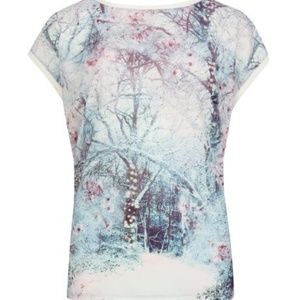 TED BAKER Snow Blossom Silk T-Shirt Size 0
